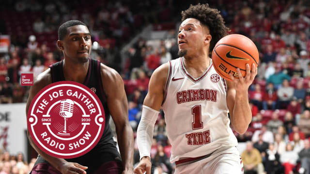 Feb 17, 2024; Tuscaloosa, Alabama, USA; Alabama Crimson Tide guard Mark Sears (1) drives against Texas A&M Aggies forward Henry Coleman III (15) during the second half at Coleman Coliseum. Alabama won 100-75. Mandatory Credit: Gary Cosby Jr.-USA TODAY Sports